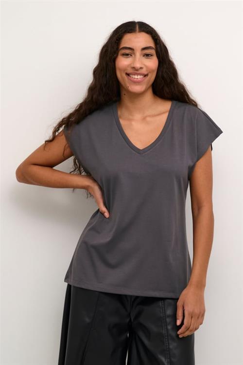 Se Kaffe Kalise Tshirt Kvinde Black Oyster Kortærmede T-shirts Str XS - hos Magasin ved Magasin