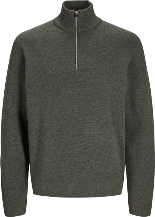 Se Jack & Jones Jprblamilano Stitch Knit Half ZIP S Mand Peat/melange Turtlenecks Relaxed Fit Str L - hos Magasin ved Magasin