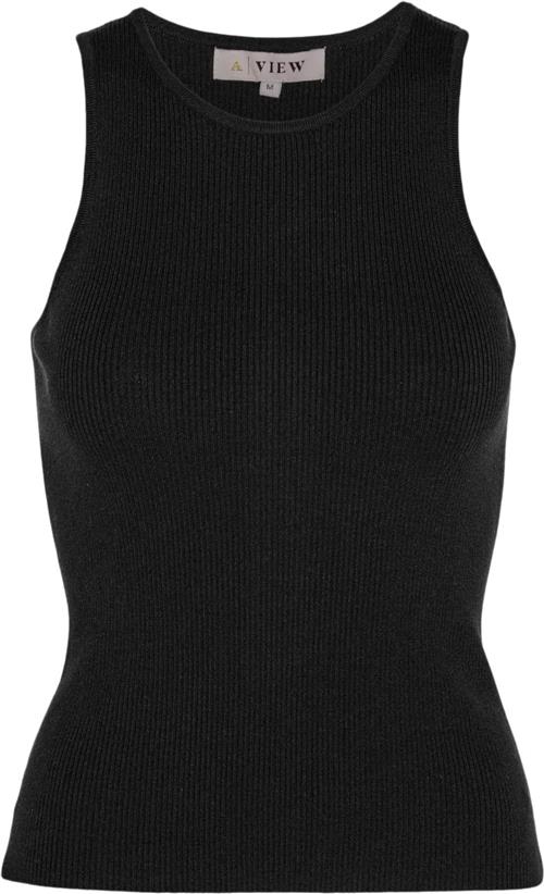 A-VIEW Rib Knit Tank top Kvinde Black Tanktoppe Tight Fit Str XS - hos Magasin