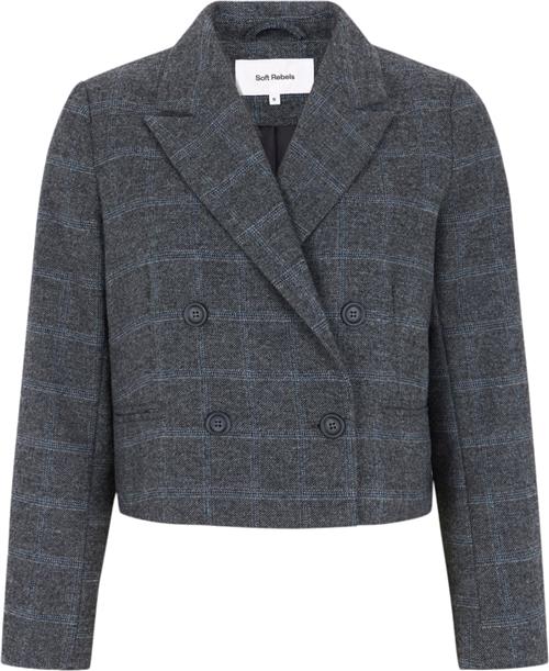 Soft Rebels Srannie Blazer Kvinde Checked Grey Melange Blazere Str L - Uld hos Magasin