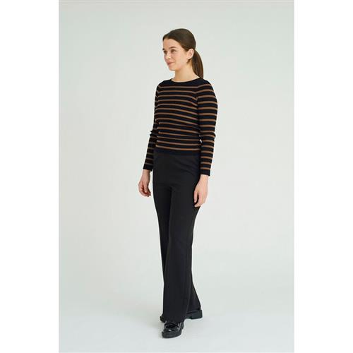 Se A-VIEW Lana rib Stripe Blouse Kvinde Black/brown Sweaters Str XS - hos Magasin ved Magasin