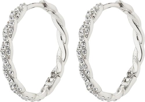 Se Pilgrim EZO Twirled Crystal Hoops Silverplated One size - Creoler hos Magasin ved Magasin