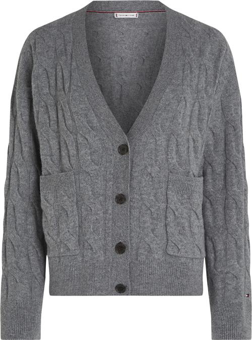 Se Tommy Hilfiger Soft Wool Cable VNK LS Cardi Kvinde Medium Heather Grey Cardigans Str XS - hos Magasin ved Magasin