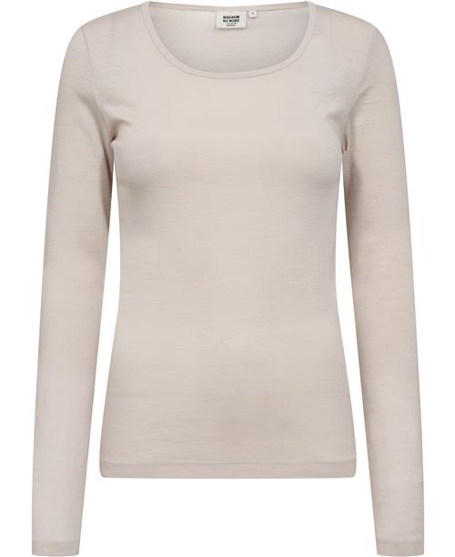 Magasin du Nord Collection Magasin Celia 3 100 RWS Merino Wool Kvinde Ivory Langærmede Bluser Str XL Merino