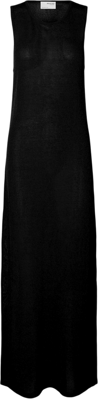 Selected Femme Slfmoon SUS SL Knit Dress Kvinde Sort Midi Kjoler Str M - hos Magasin