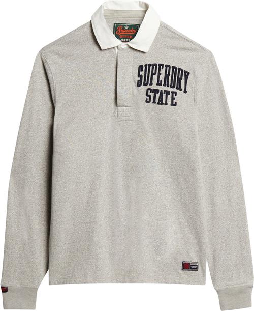 Superdry Vintage Athletic Rugby Mand Vintage Sweat Light Grey Marl Langærmede Poloer Str L - hos Magasin