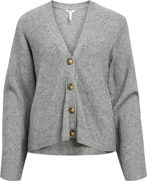 Se Object Objditte RE L/S Knit Cardigan Noos Kvinde Medium Grey Melange Cardigans Str XS - hos Magasin ved Magasin