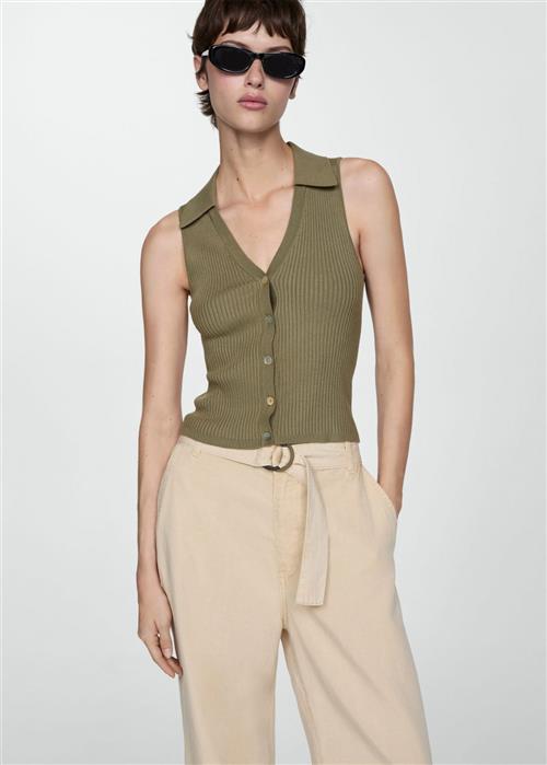 Se MANGO Buttoned Knit top Kvinde Beige - Khaki Tanktoppe Str S - hos Magasin ved Magasin