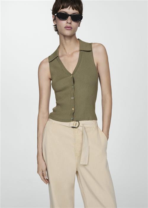 Se MANGO Buttoned Knit top Kvinde Beige - Khaki Tanktoppe Str XXS - hos Magasin ved Magasin