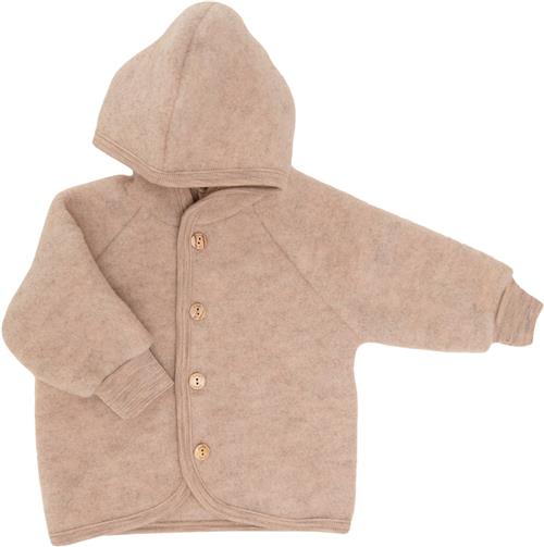 Engel Natur Hooded Jacket With Wooden Buttons,, IVN Best Str 62-68 - Sand Fleece hos Magasin