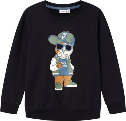 Name It Nkmoklokken LS Sweat BRU BOX Str 146/152 - Blå Sweatshirts hos Magasin