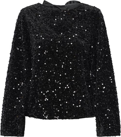 Pieces Pckam LS Deep Back BOW TOP BC Kvinde Striber/tern Toppe Relaxed Fit Str XL - Polyester hos Magasin