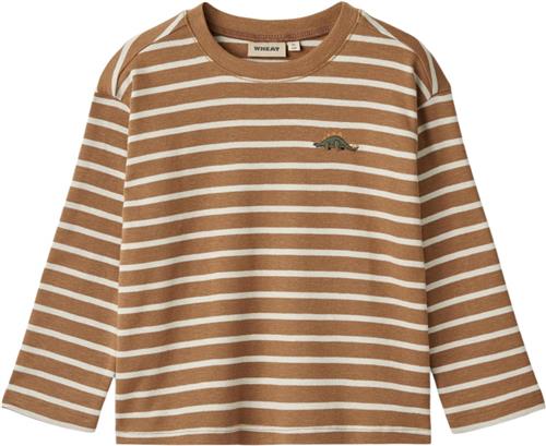 Wheat Langærmet Tshirt Malthe Str 116 cm / 6 år - Caramel Stripe Langærmede T-shirts Bomuld hos Magasin