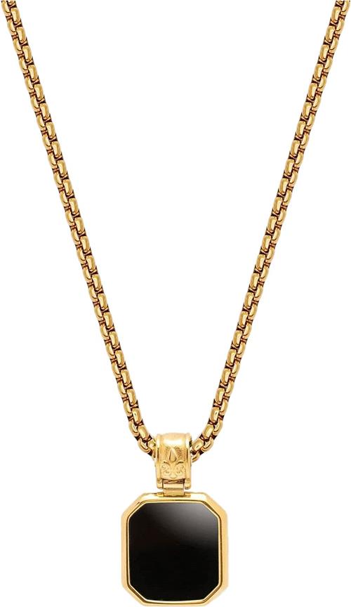 Nialaya Gold Plated Necklace With Square Matte Onyx Pendant "26""" - Halskæder hos Magasin