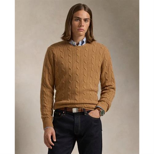 Polo Ralph Lauren 2/12 Cashmere Sfalsl-swt Mand Brown Sugar Melange Sweaters Str L Cashmere - hos Magasin