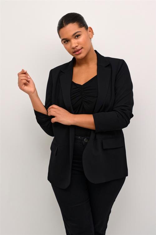 Kaffe Curve Kcsakira Blazer Kvinde Black Deep Blazere Tight Fit Str 48 - hos Magasin