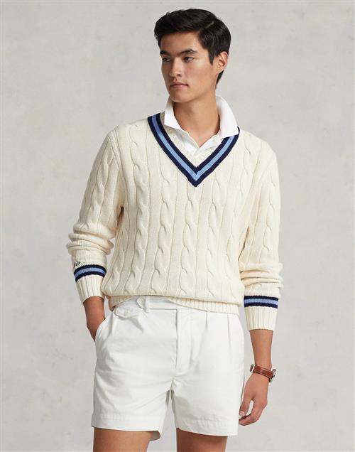 Polo Ralph Lauren 1/45 Cotton-lsl-plo Mand Cream W/ Navy Stripe Sweaters Str M - Bomuld hos Magasin