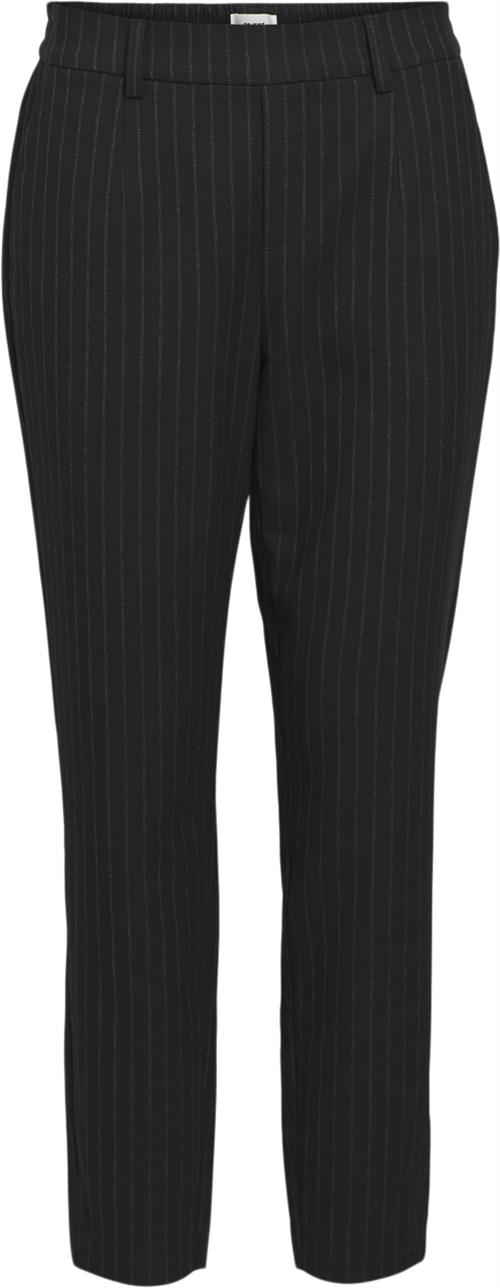 Object Objlisa Slim Pant AOP Noos Kvinde Black/grey Bukser Med Smalle Ben Straight Fit Str 34 - hos Magasin