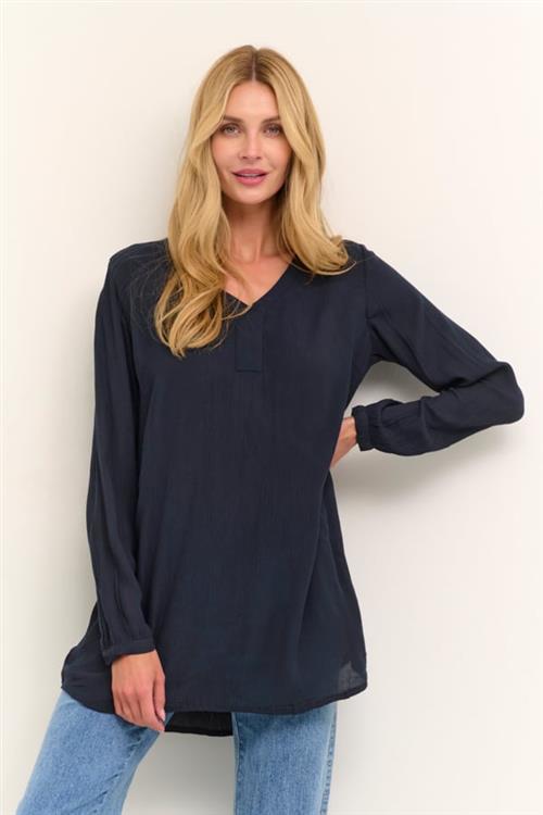 Kaffe Amber Vneck Tunic Kvinde Midnight Marine Tunikaer Regular Fit Str 40 - hos Magasin