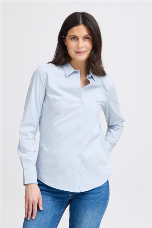 Se Fransa Zashirt 1 Shirt Solid Kvinde Cashmere Blue Langærmede Skjorter Regular Fit Str XS - hos Magasin ved Magasin