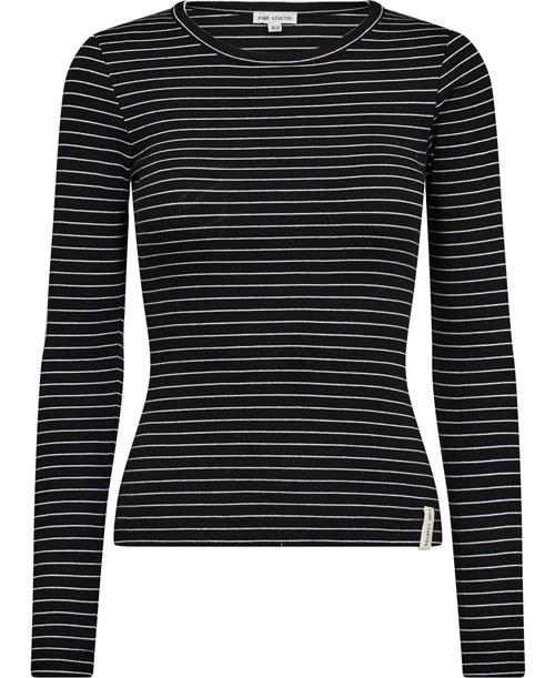 esmé studios Esblossom Stripe LS Top Gots Kvinde Black Kortærmede T-shirts Str S - Bomuld hos Magasin