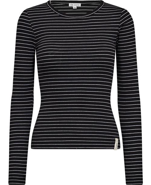 esmé studios Esblossom Stripe LS Top Gots Kvinde Black Kortærmede T-shirts Str M - Bomuld hos Magasin