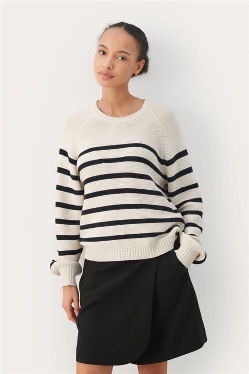 Se Part Two Sayapw PU Kvinde Dark Navy Stripe Sweaters Regular Fit Str M - hos Magasin ved Magasin