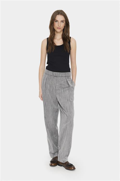 Se Saint Tropez Glendasz Pants Kvinde Mist Grey Melange Bukser Med Brede Ben Regular Fit Str S - hos Magasin ved Magasin