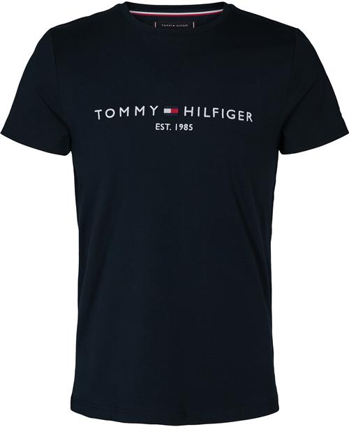 Tommy Hilfiger Core Tommy Logo TEE Mand Blå Kortærmede T-shirts Str XL - Bomuld hos Magasin