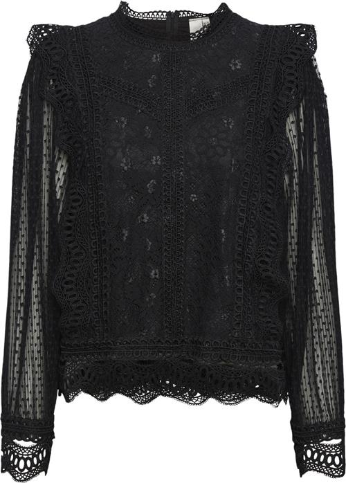 Se YAS Yassophira LS TOP S. Noos Kvinde Sort Toppe Regular Fit Str XS - hos Magasin ved Magasin