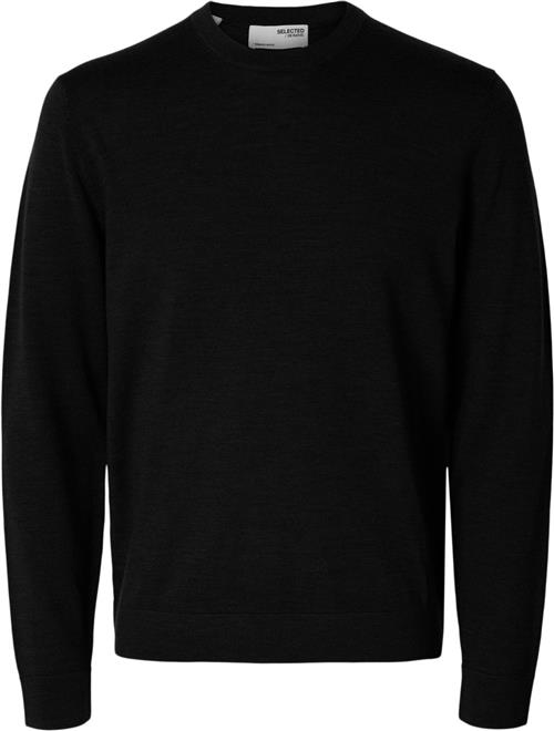 Selected Homme Slhtray LS Knit Merino Crew Neck NO Mand Sort Sweaters Regular Fit Str XL Merino - hos Magasin