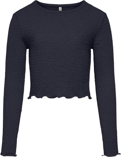 ONLY Kogemma Structure L/S TOP FF JRS Str 146/152 - Blå Langærmede T-shirts hos Magasin