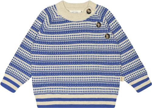 PETIT PIAO Oneck Light Nordic Knit Sweater Kvinde Off White/deep Co Sweaters Str 98 cm - Bomuld hos Magasin