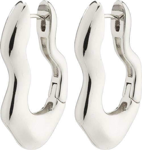 Pilgrim Wave Recycled Wavy Earrings Silverplated one size - Creoler hos Magasin