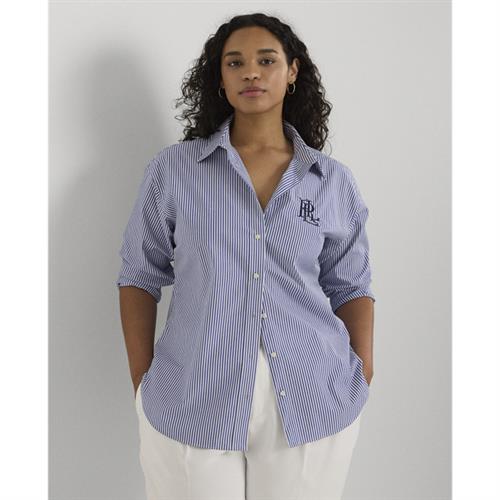 Lauren Ralph Lauren 50S STR Pure Pressshirt Kvinde Blue/white Langærmede Skjorter Str 3X - hos Magasin