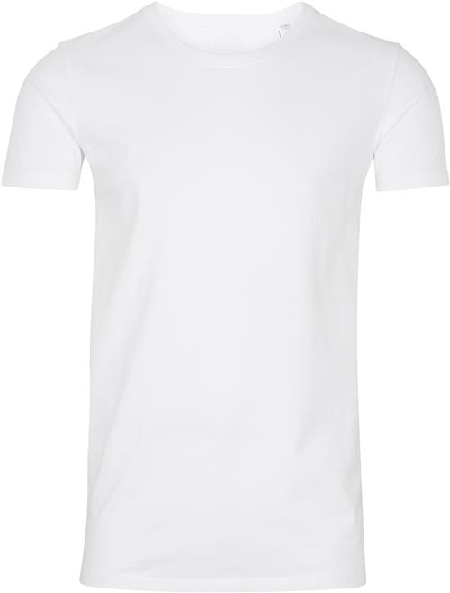 Lindbergh Mens Stretch Crew Neck tee S/S Mand Hvid Kortærmede T-shirts Slim Fit Str XL - hos Magasin