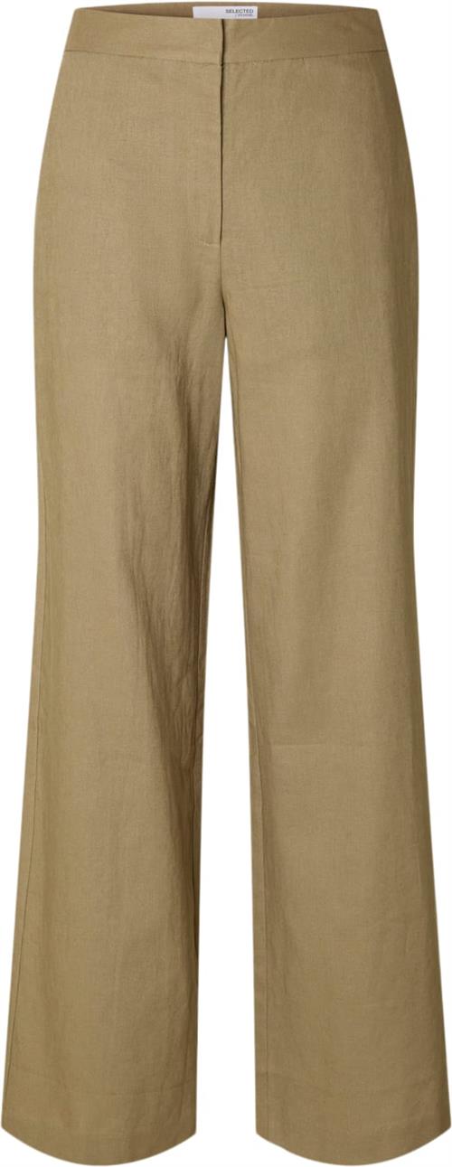 Selected Femme Slftaniaeliana HW Wide Pant EX Kvinde Covert Green Bukser Str 38 - hos Magasin