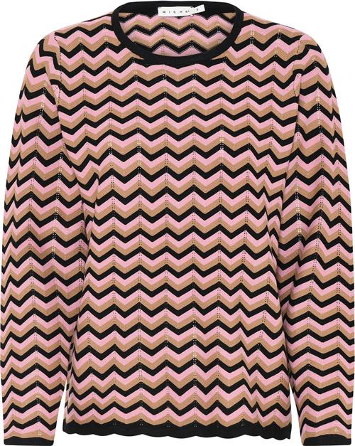 Micha Bbjumper_Bbautumnviscstripekni Kvinde Blk/rose Sweaters Str S - hos Magasin