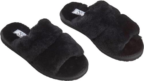 NATURES Collection Slippers Straps (of 100 New Zealand Sheepskin) Black Kvinde Black Hjemmesko Str 41 - hos Magasin