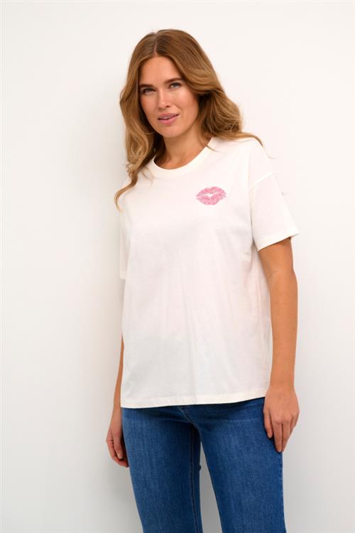 Kaffe Kafie Tshirt Kvinde Chalk Kortærmede T-shirts Str XL - hos Magasin