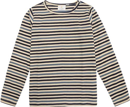 The New Tnlena L_S Rib Tee Str 122-128 cm/7-8 år - Navy Blazer Langærmede T-shirts Bomuld hos Magasin