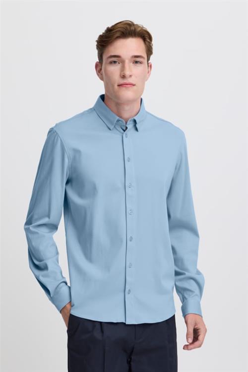 Casual Friday Cfarthur LS BU Jersey Shirt Mand Bel Air Blue Langærmede Skjorter Slim Fit Str XL - hos Magasin