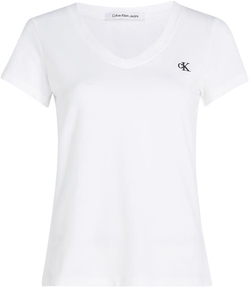 Calvin Klein CK Embroidery Stretch Vneck Kvinde Yaf Kortærmede T-shirts Str S - hos Magasin