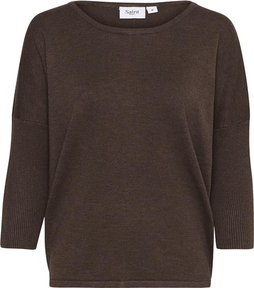 Se Saint Tropez A2561, Milasz Rneck Pullover Kvinde Dark Oak Melange Sweaters Casual Fit Str XL - hos Magasin ved Magasin