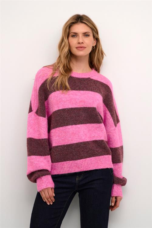 Se Culture Cukimmy Pullover Kvinde Pink/violet Melange Stripe Sweaters Str L/XL - hos Magasin ved Magasin