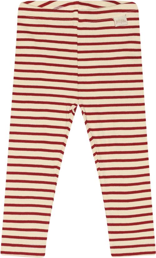 PETIT PIAO Legging Modal Striped Str 92 cm - Chili Pepper/dark Leggings Bomuld hos Magasin