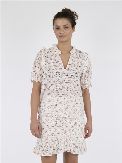 Neo Noir Rosalie Embroidery Rose Blouse Kvinde Pink Kortærmede Bluser Str 36 - hos Magasin