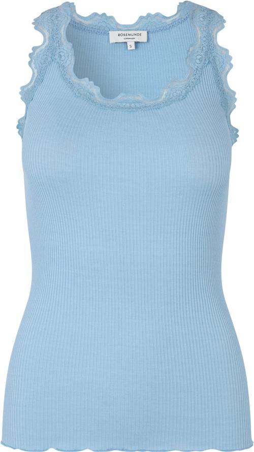 Rosemunde Silk top w/ Lace Kvinde Heaven Blue Toppe Str XS - hos Magasin