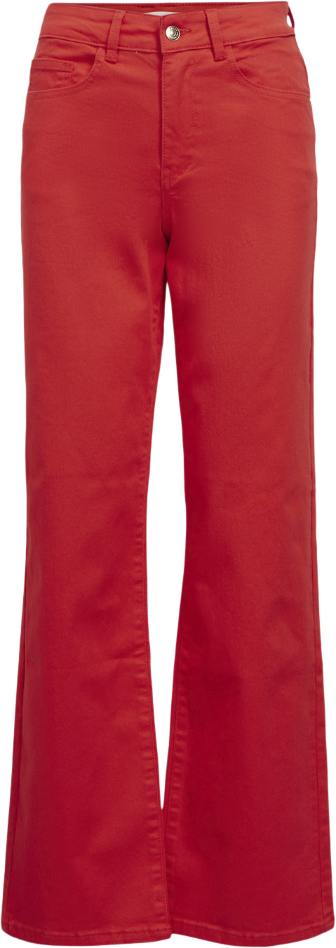 Object Objmarina MW Twill Jeans Noos Kvinde Flame Scarlet/col Flared Jeans Loose Fit Str XS - hos Magasin