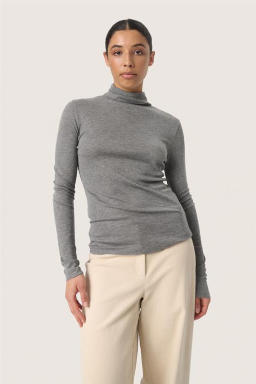 Se Soaked in Luxury Slfauna Rollneck Kvinde Grey Melange Toppe Slim Fit Str XL - hos Magasin ved Magasin